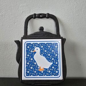 Decorative Teapot Wall Plaque with Duck Design